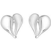 Sterling Silver 925 Polished Heart Stud Earrings