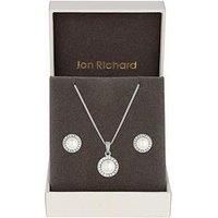 Rhodium Plated Cubic Zirconia And Pearl Set - Gift Boxed