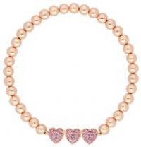 Rose Gold Plated Micro Pave Pink Stretch Bracelet - Gift Boxed