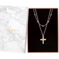 Gold Plated Layered Cross Pendant Necklace - Gift Boxed