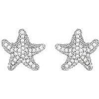 Jon Richard Rhodium Plated Cubic Zirconia Crystal Starfish Stud Earring