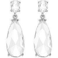 Rhodium Plated Cubic Zirconia Peardrop Earrings