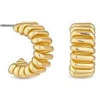 Jon Richard Gold Plated Polished Ribbed Hoop Earring