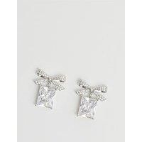 Jon Richard Jon Richard Silver Plated Cubic Zirconia Crystal Bow Earrings