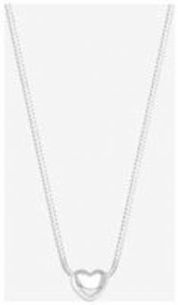 Simply Silver Sterling Silver 925 Puff Heart Threaded Chain Necklace