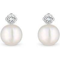 Simply Silver Sterling Silver 925 Pearl And Cubic Zirconia Stud Earrings