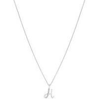Simply Silver Sterling Silver 925 Polished And Cubic Zirconia Initial Pendant - H