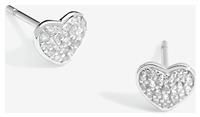 Simply Silver Sterling Silver Pave Heart Stud Earrings