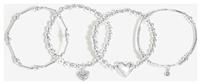 Mood Silver Polished Ball Heart Charm Stretch Bracelets