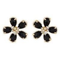 Jon Richard Gold Plated And Jet Floral Stud Earrings