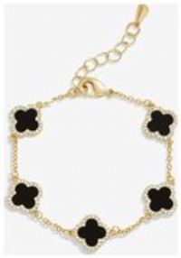 Jon Richard Gold Plated Jet Enamel Clover Bracelet
