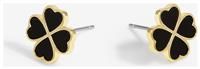 Jon Richard Gold Plated And Jet Enamel Clover Stud Earrings