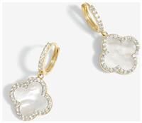 Jon Richard Mother of Pearl Clover Huggies Earrings