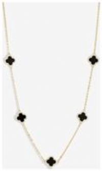 Jon Richard Gold Plated and Jet Station Clover Necklace