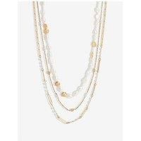 Inicio Gold Plated Semi Precious Pearl And Chain Layered Necklace - Gift Pouch