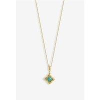 Inicio Gold Plated Aquamarine Clover Pendant - Gift Pouch