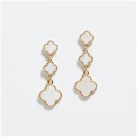 Mood Gold Mother Of Pearl Clover Linear Drop Earrings