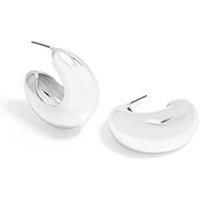 Mood Silver Polished Tapered Chubby Hoop Earrings