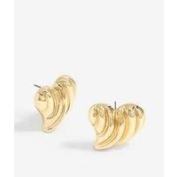 Mood Gold Ridged Heart Stud Earrings