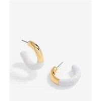 Mood Gold White Half Enamel Hoop Earrings