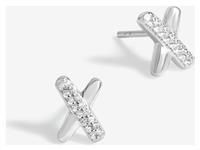 Simply Silver Sterling Silver 925 Polished And Crystal Kiss Stud Earrings