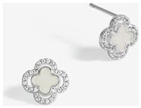 Simply Silver Mother of Pearl Clover Stud Earrings