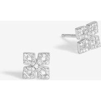 Simply Silver Sterling Silver 925 Cubic Zirconia Floral Stud Earrings