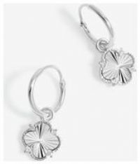 Simply Silver Cubic Zirconia Clover Large Huggie Earrings