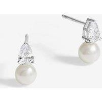 Simply Silver Sterling Silver 925 Cubic Zirconia And Pearl Drop Stud Earrings