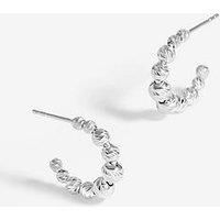 Simply Silver Sterling Silver 925 Polished And Beaded Hoop Earrings