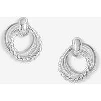 Simply Silver Sterling Silver 925 Polished And Textured Interlocking Circle Stud Earrings