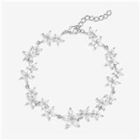Jon Richard Women's Rhodium Plated Cubic Zirconia Mixed Floral Bracelet in Silver