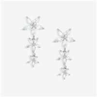Jon Richard Women's Rhodium Plated Cubic Zirconia Mixed Floral Huggie Earrings in Silver