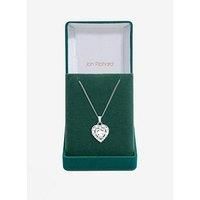 Jon Richard Rhodium Plated Cubic Zirconia Heart Pendant - Gift Boxed