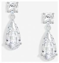 Jon Richard Rhodium Plated Cubic Zirconia Mixed Stone Peardrop Earrings - Gift Boxed