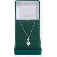Jon Richard Rhodium Plated Cubic Zirconia Micro Pave Heart Pendant - Gift Boxed