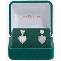 Jon Richard Rhodium Plated Cubic Zirconia Micro Pave Heart Earrings - Gift Boxed