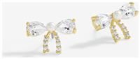 Jon Richard Gold Plated Cubic Zirconia And Pearl Bow Earrings