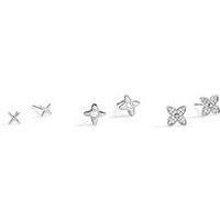 Jon Richard Silver Plated Clover Earrings - Pack Of 3