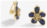 Jon Richard Gold Plated Blue Enamel Floral Clip Earrings