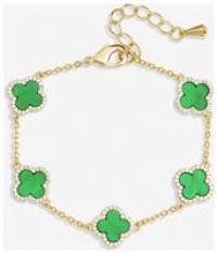 Jon Richard Gold Plated Cubic Zirconia Malachite Clover Bracelet