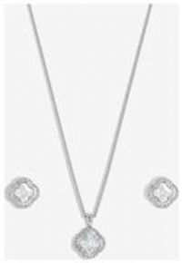 Jon Richard Rhodium Plated Cubic Zirconia Clover Set - Gift Boxed