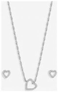 Jon Richard Rhodium Plated Cubic Zirconia Open Heart Set - Gift Boxed