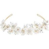 Jon Richard Gold Plated White Floral And Crystal Headband