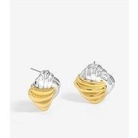 Jon Richard Two Tone Ridge Clip Earrings
