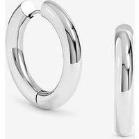 Jon Richard Sterling Plated Stainless Steel Large Chubby Hoop Earrings - Silver