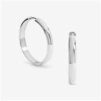 Jon Richard Sterling Plated Stainless Steel Large Flat Surface Hoop Earrings - Silver