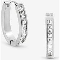 Jon Richard Waterproof Sterling Silver Plated Crystal And Polished Hoop Earrings