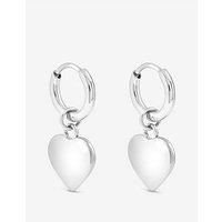 Jon Richard Waterproof Sterling Silver Plated Heart Charm Hoop Earrings