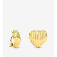 Jon Richard Ridge Puff Heart Clip-On Earrings - Gold